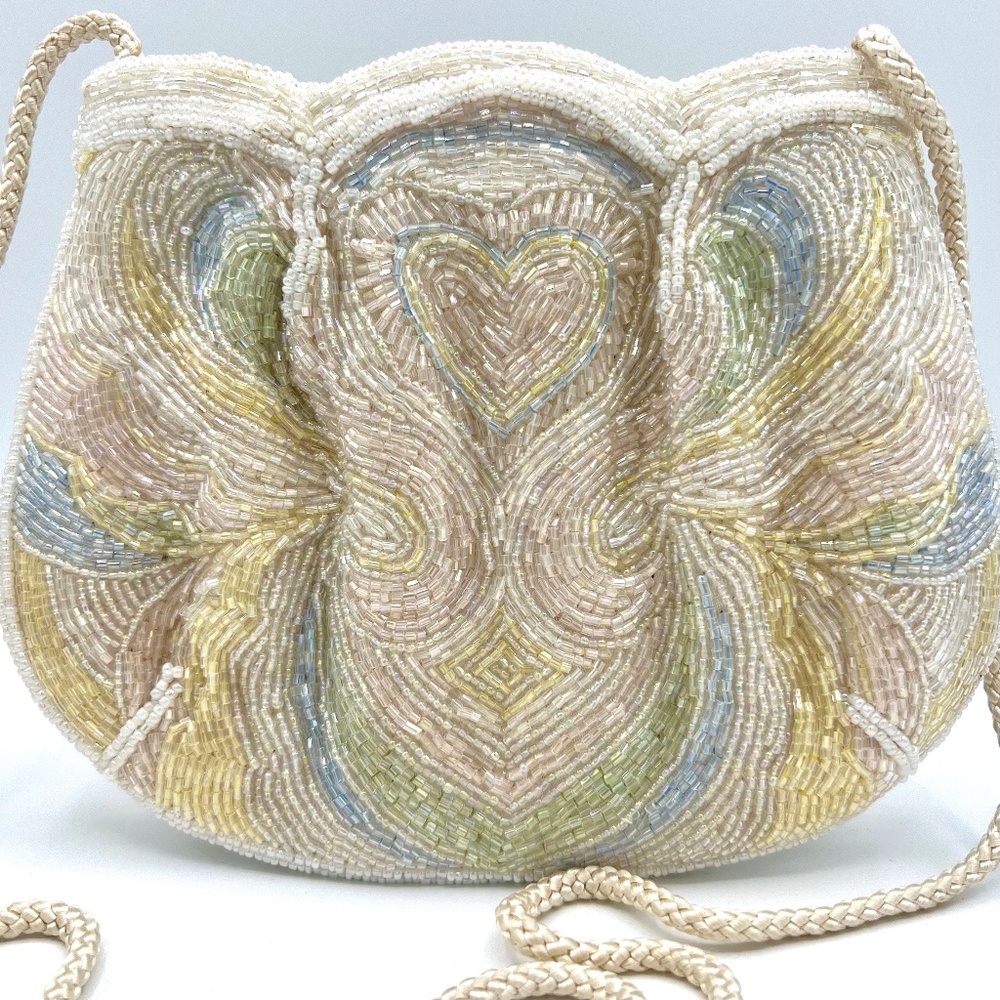 ❤️VTG Pastel Heart Beaded Purse